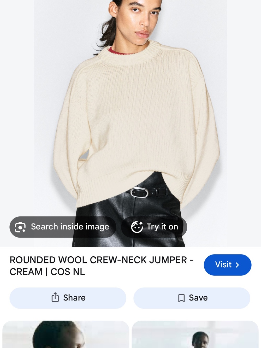COS Cream Rounded Wool Crew-Neck Sweater